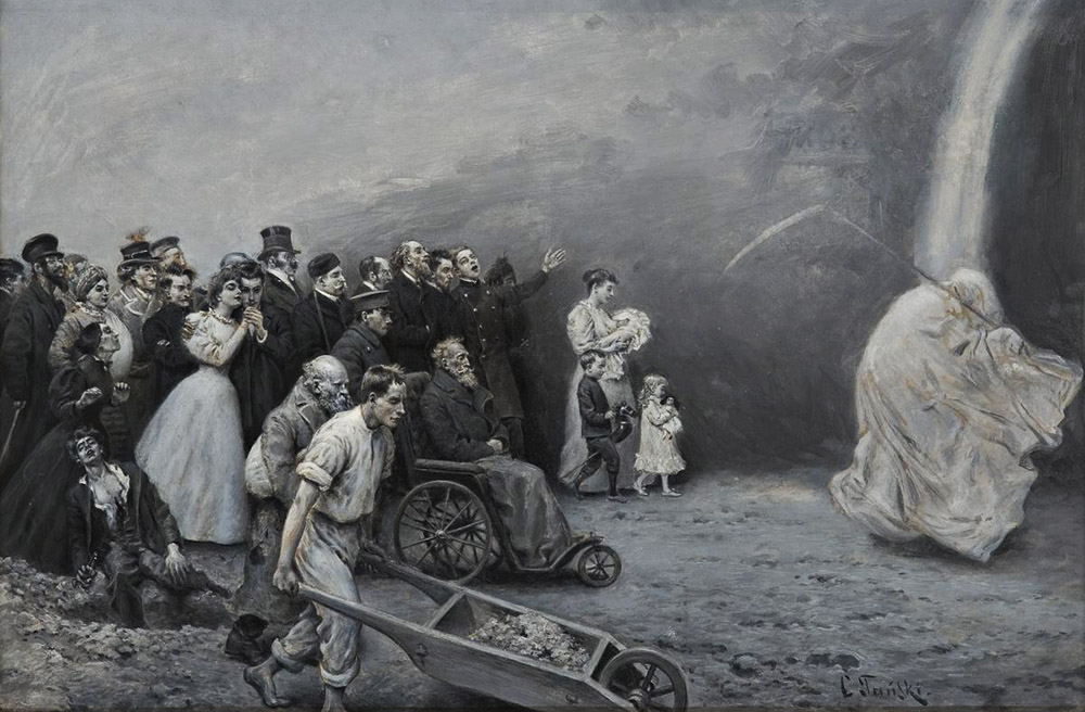 Czesław Tański, "Pochód śmierci po drodze życia", obraz olejny na płótnie, 1898, fot. Muzeum Sztuki w Łodzi
